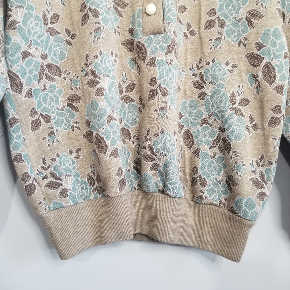 Season Ticket Vintage Henley Pullover Floral Retro Swearshirt SM Chic Bu… - Picture 12 of 13